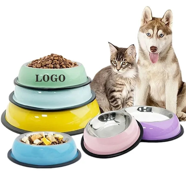 Fall Resistant Stainless Steel Pets Dog Food Bowl