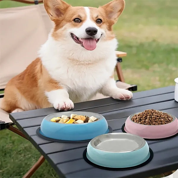 Fall Resistant Stainless Steel Pets Dog Food Bowl
