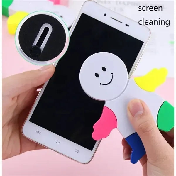 5 In 1 Smile Face Snowman Shape Highlighter Pen With Brush