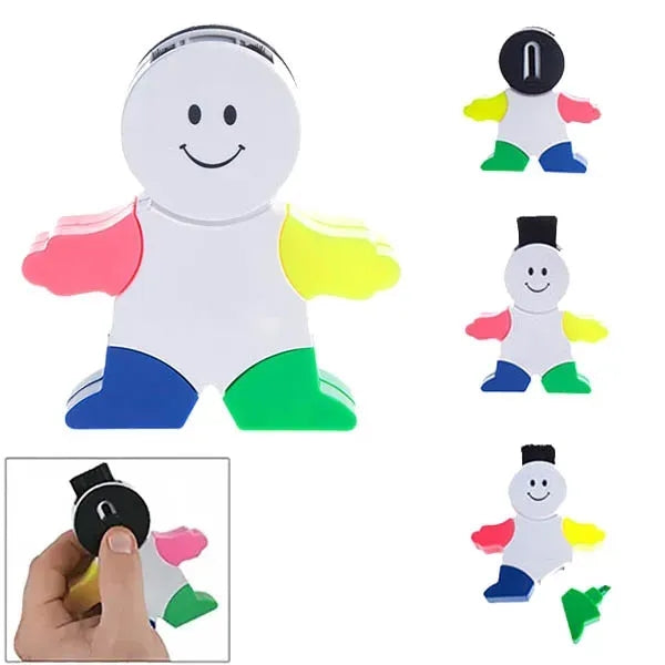 5 In 1 Smile Face Snowman Shape Highlighter Pen With Brush