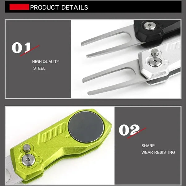 Foldable Golf Divot Tool with Ball Marker