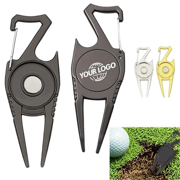 4 in 1 Golf Divot Repair Tool With Buckle Clip and Opener