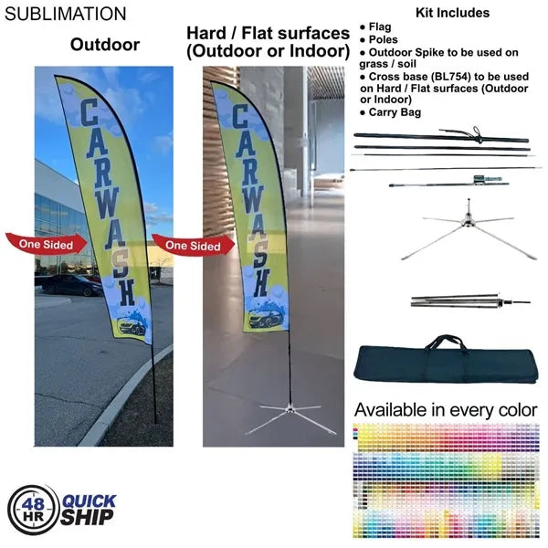 48 Hr Quick Ship - 13' Medium Feather Flag Kit One Side