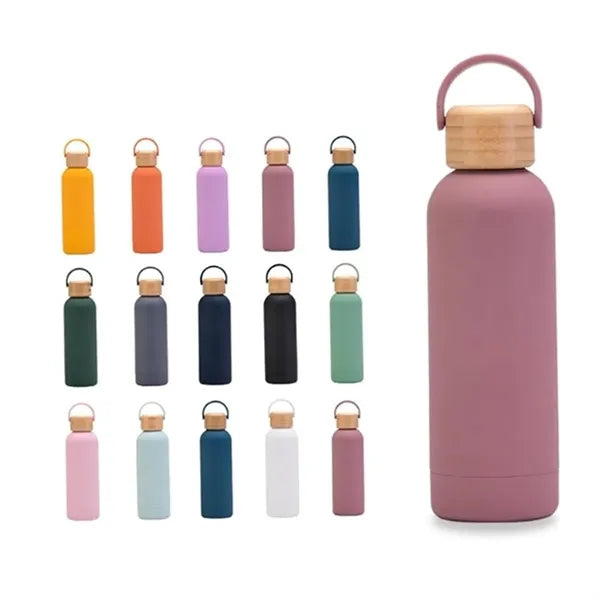 Bamboo And Wood Cap Sports Water Bottle