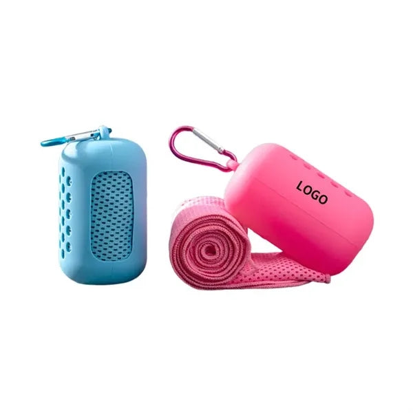 Sports Quick-dry Cooling Towel with Silicone Case Outdoor