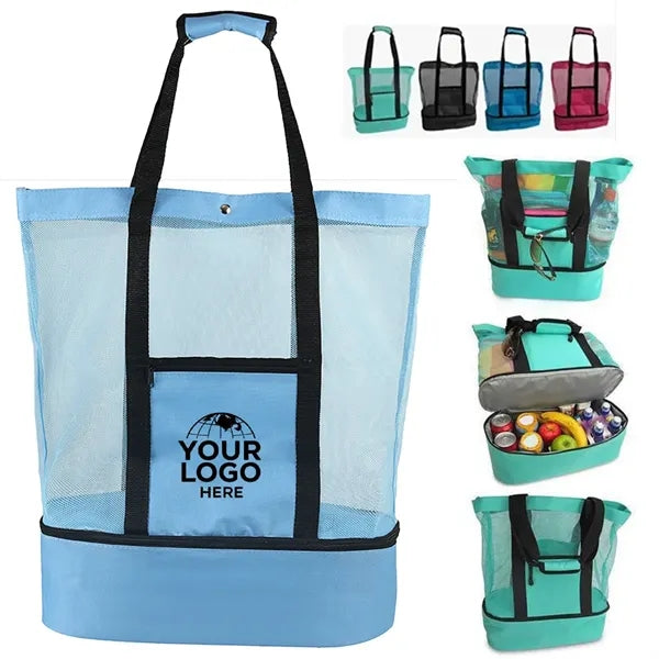 Outdoor Mesh Beach Insulated Cooler Picnic Tote Bag
