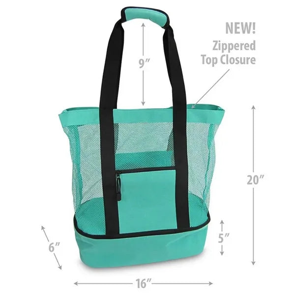 Outdoor Mesh Beach Insulated Cooler Picnic Tote Bag