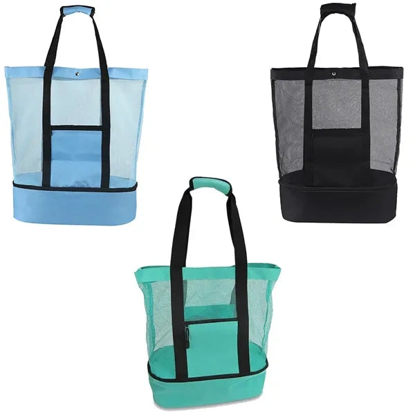 Outdoor Mesh Beach Insulated Cooler Picnic Tote Bag