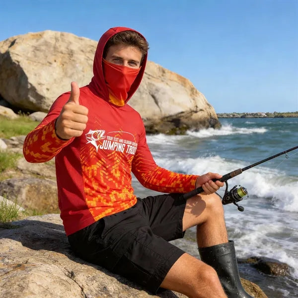 Men's 180 GSM Fishing Hoodie T-Shirt With Neck Gaite