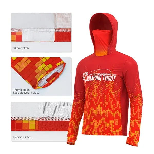 Men's 180 GSM Fishing Hoodie T-Shirt With Neck Gaite