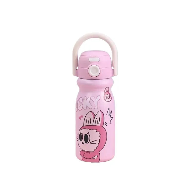 17 oz Kids Stainless Steel Vacuum Bottle W/ Handle Straw Lid