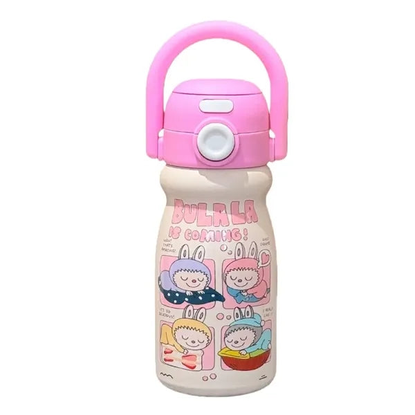 17 oz Kids Stainless Steel Vacuum Bottle W/ Handle Straw Lid
