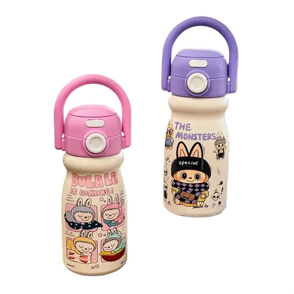 17 oz Kids Stainless Steel Vacuum Bottle W/ Handle Straw Lid