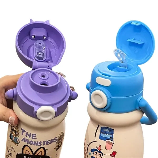 17 oz Kids Stainless Steel Vacuum Bottle W/ Handle Straw Lid