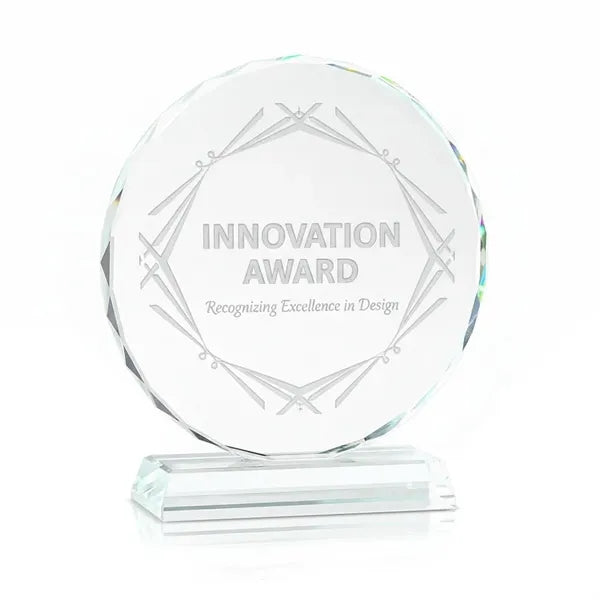 Round Shape Crystal Award With 3/5" Thick Base