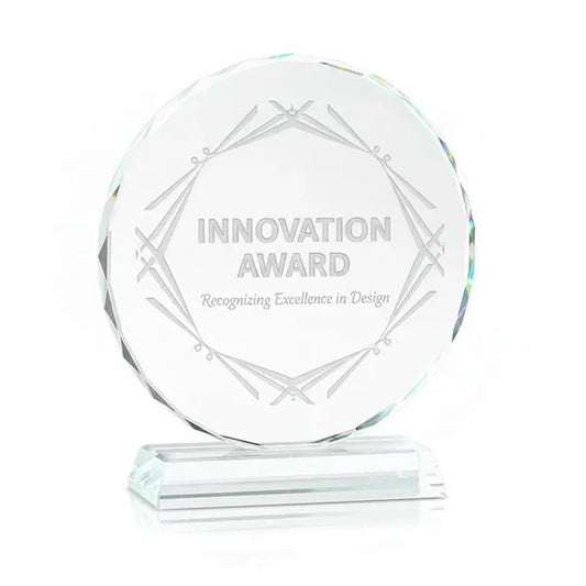 Round Shape Crystal Award With 3/5" Thick Base