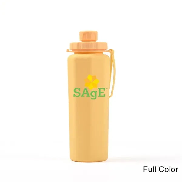 20 oz Silicone Collapsible Water Bottle with Carry Strap