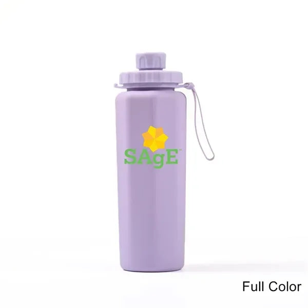 20 oz Silicone Collapsible Water Bottle with Carry Strap