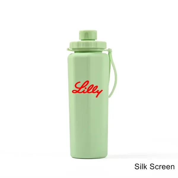 20 oz Silicone Collapsible Water Bottle with Carry Strap