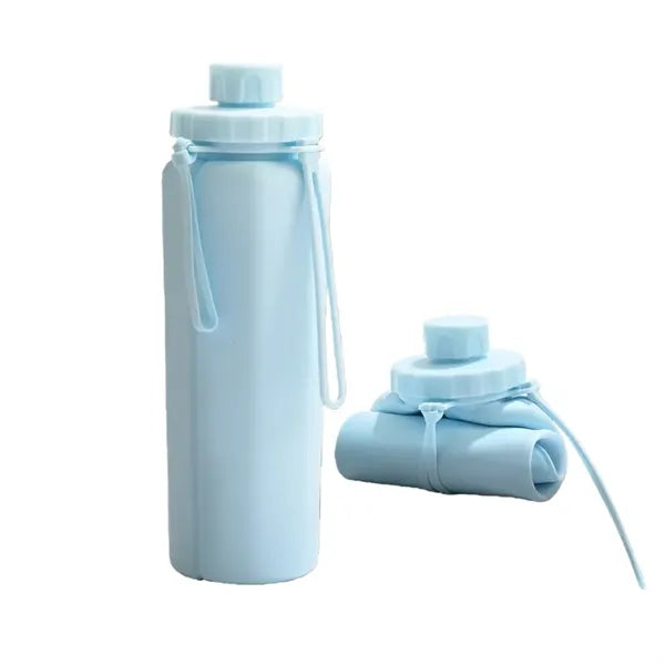 20 oz Silicone Collapsible Water Bottle with Carry Strap