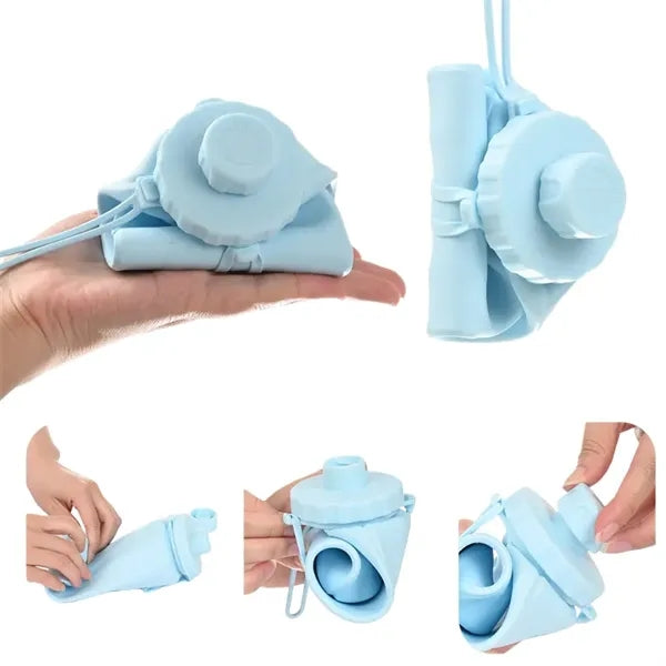 20 oz Silicone Collapsible Water Bottle with Carry Strap