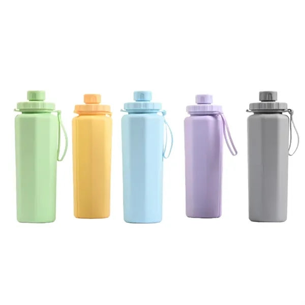 20 oz Silicone Collapsible Water Bottle with Carry Strap