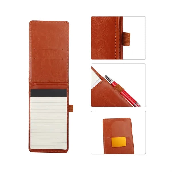 A7 Pocket Leather Notepads Holder Set W/ Card Slot