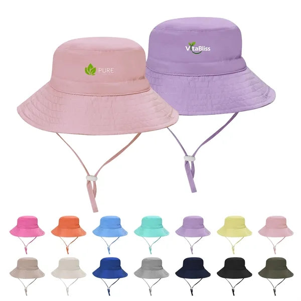 Kids Wide Brim Bucket Hat With Adjustable Strap