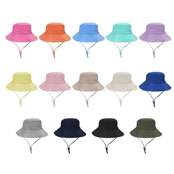 Kids Wide Brim Bucket Hat With Adjustable Strap