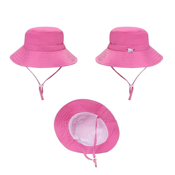 Kids Wide Brim Bucket Hat With Adjustable Strap