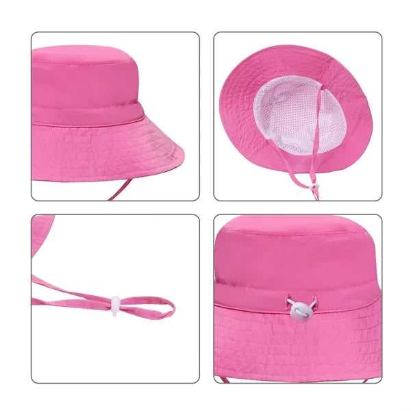 Kids Wide Brim Bucket Hat With Adjustable Strap