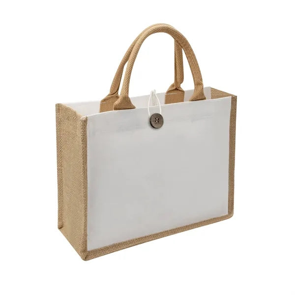 Burlap&Canvas Shopping Tote Bag Full Color Printed