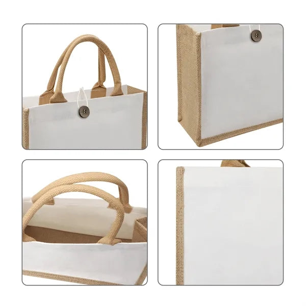 Burlap&Canvas Shopping Tote Bag Full Color Printed