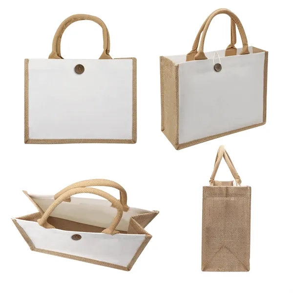 Burlap&Canvas Shopping Tote Bag Full Color Printed
