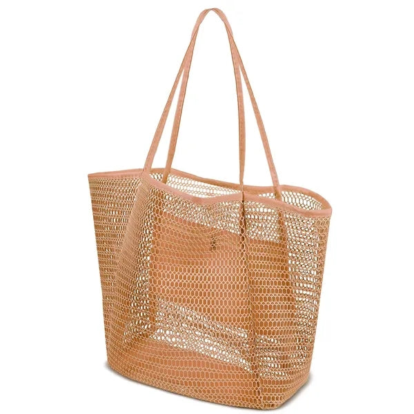 Oversized Mesh Beach Tote Bag W/Interior Pocket