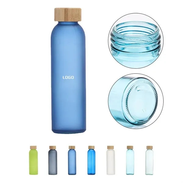17oz Portable Glasses Water Bottle with Bamboo Lid