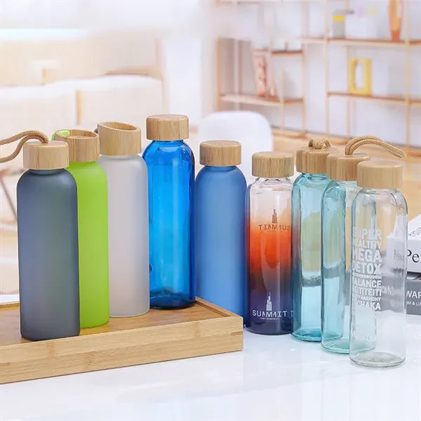 17oz Portable Glasses Water Bottle with Bamboo Lid