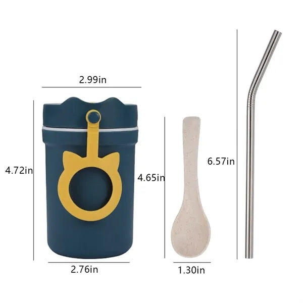 Lightweight wheat straw school office oat breakfast cup