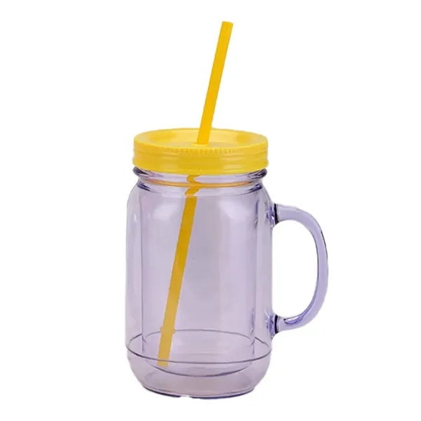 22oz Double Wall Mason Jar w/ Straw