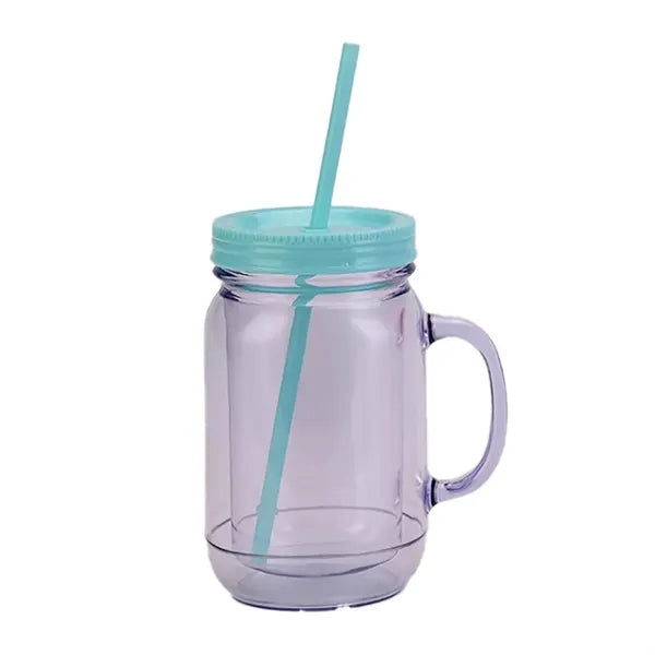22oz Double Wall Mason Jar w/ Straw
