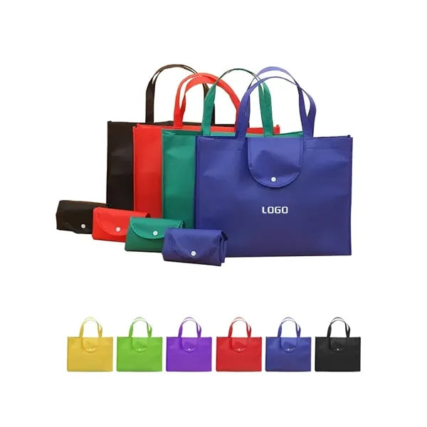 Folding Non-woven Tote Bags with Plastic Snap Button