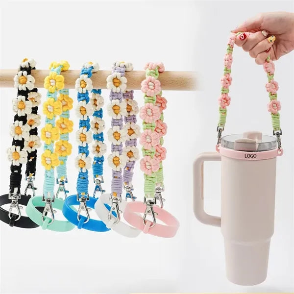 Hand Woven Flower Water Bottle Lanyard