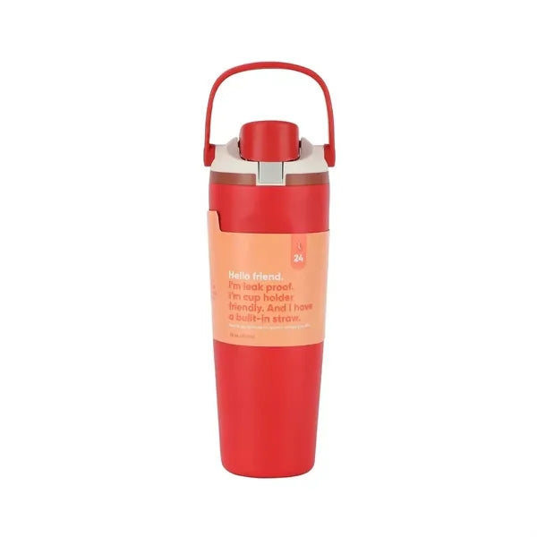 30oz Stainless Steel Dual-Lid Sports Water Bottle