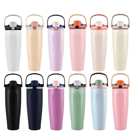 40oz Stainless Steel Dual-Lid Sports Water Bottle