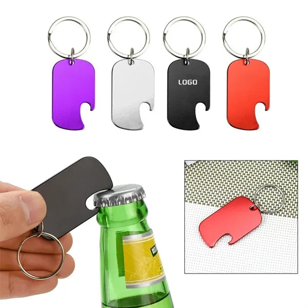 Aluminum Keychain Dog Tag with Bottle Opener