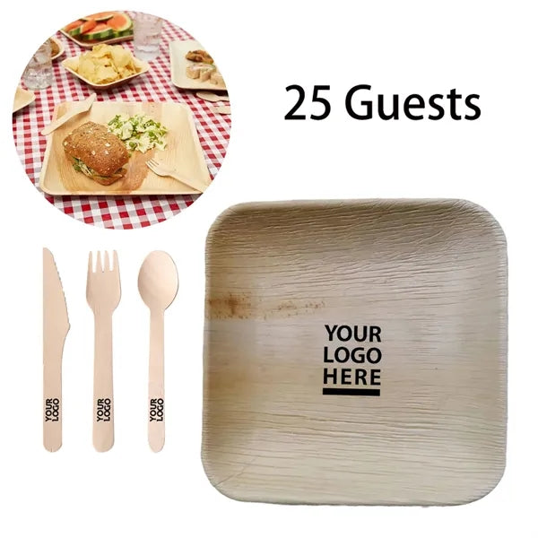 8''*8'' Areca Palm Leaf Disposable Plates Set