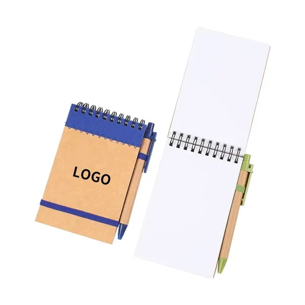 Recycled Mini Notebook With Attached Pen