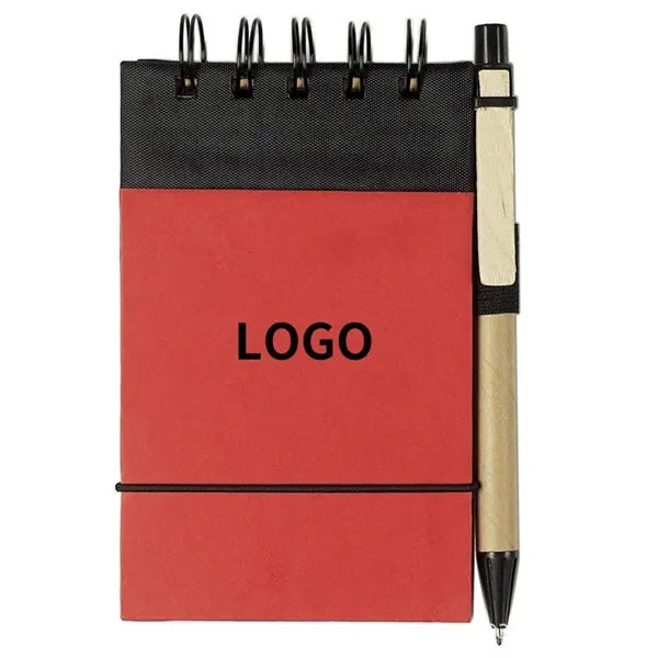 Recycled Mini Notebook With Attached Pen