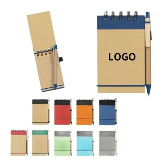 Recycled Mini Notebook With Attached Pen