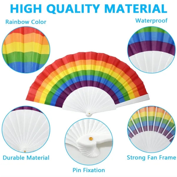 9" Rainbow Pride Folding Fan